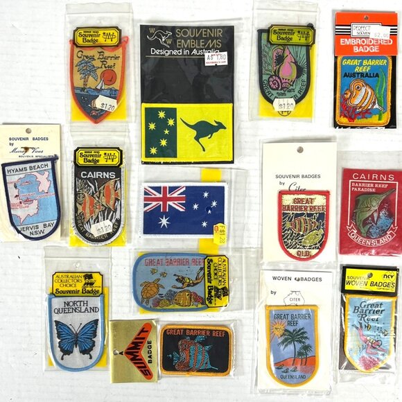 Australia Great Barrier Reef 14 Vtg Woven Badge Patch Lot NSW Cairns Queensland - Picture 1 of 9